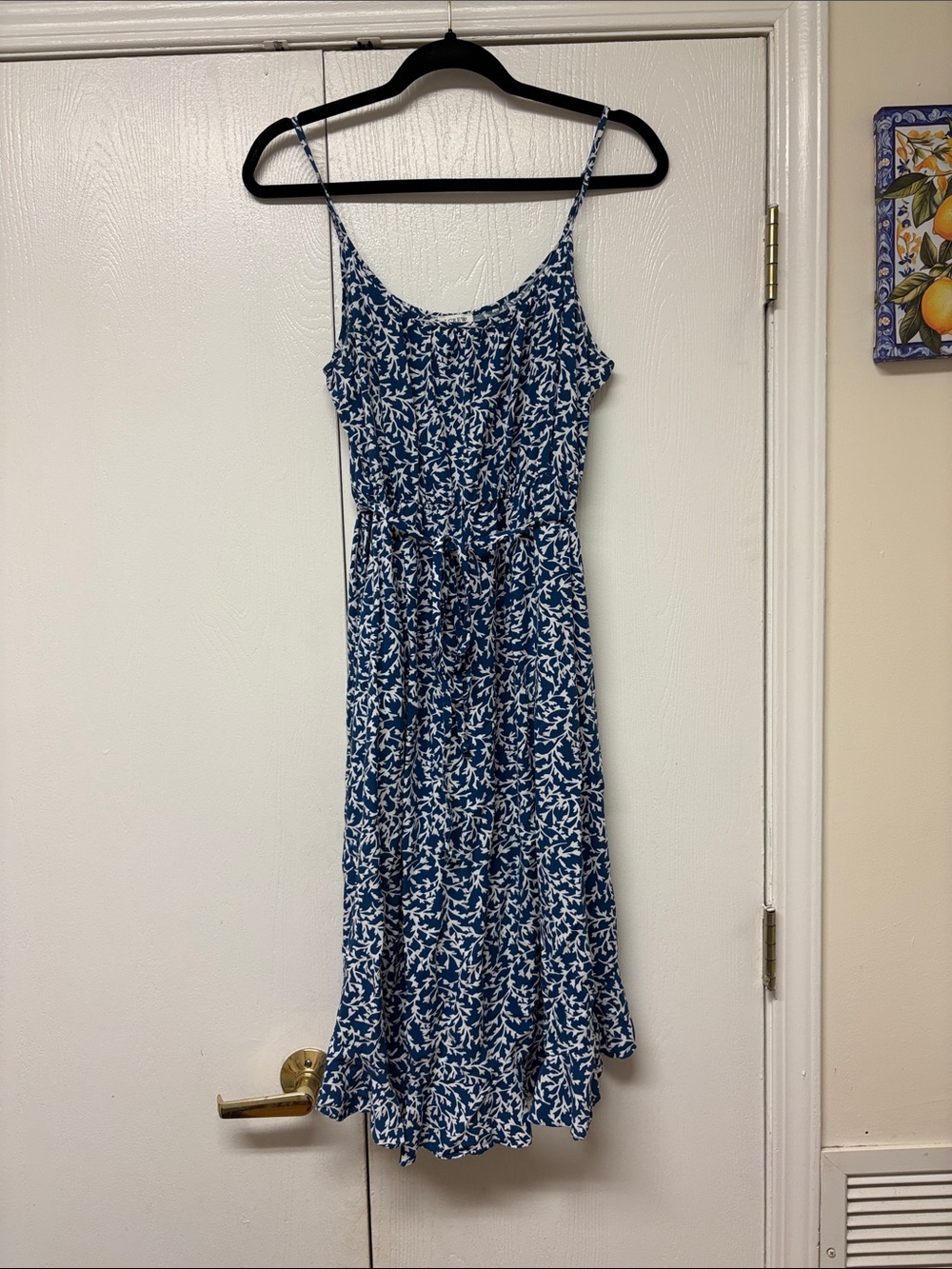 Blue Floral Spaghetti-Strap Midi Dress - Women's